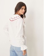 2 Sets Of embroidered frill collar shirt in white