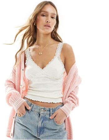 lace trim cami in ivory